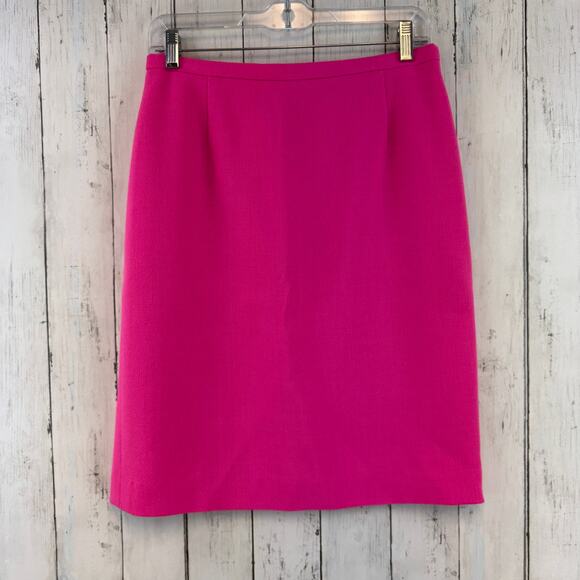 Escada Hot Pink New Wool Knee-Length Pencil Skirt Barbiecore Size 38 Medium - Picture 1 of 16